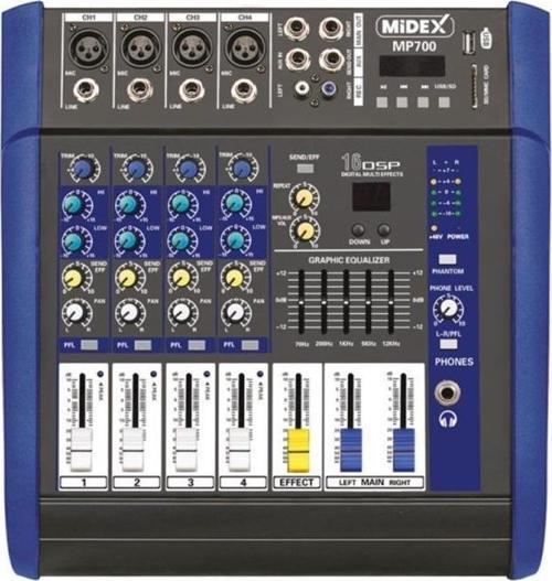 MP-700 Amfili Power Mikser 2x350 WATT 4 Kanal Dsp Efekt EQ Usb