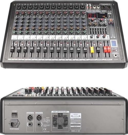 MPX-1600P Power Mikser Amfi 12 Kanal 2x800W Multi Efekt Bt EQ Usb