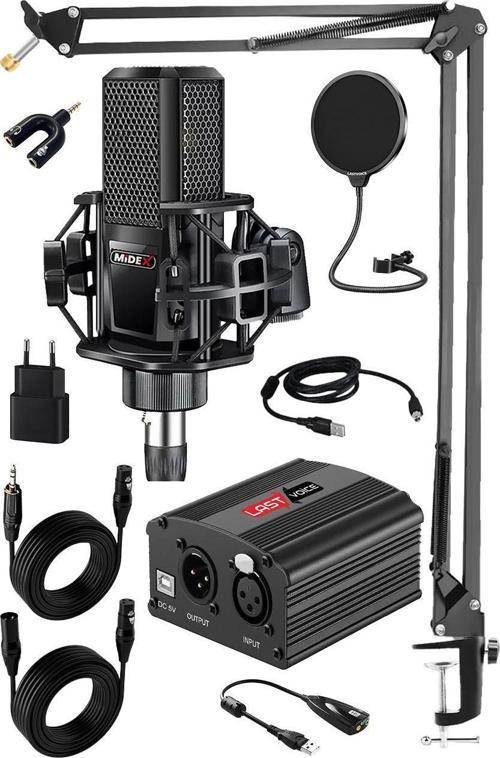 MX-2020 Set Phantom Power Condenser Stüdyo Mikrofon Kayıt Paketi