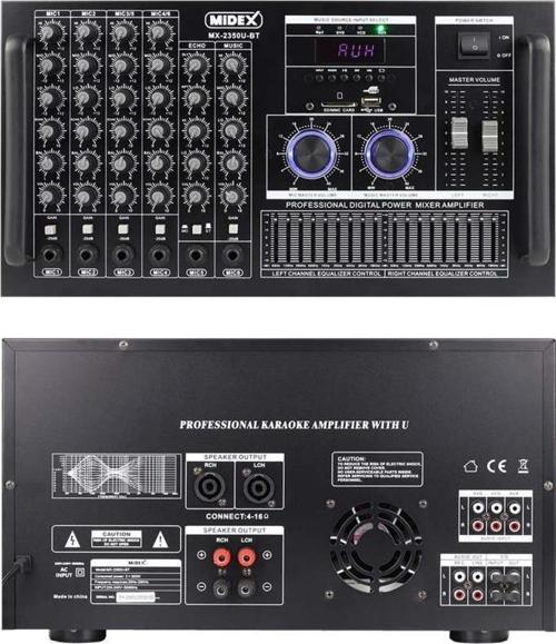 Mx-2350U Ekolayzer'lı Stereo Power Mikser Amfi 2x350 Watt 4-16 Ohm