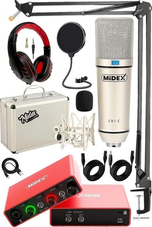Special Paket-2 Stüdyo Ekipmanları GLX-700RD Ses Kartı CX1 Mikrofon Kulaklık Stand