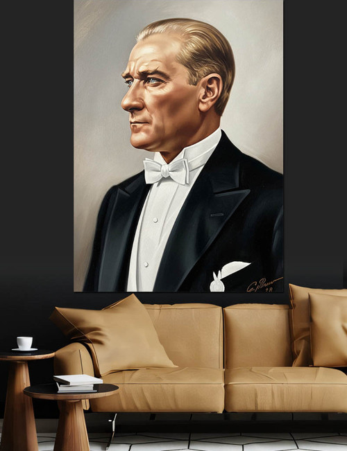 Mustafa Kemal Atatürk Portresi Dekoratif Kanvas - Mdf Ahşap Tablo