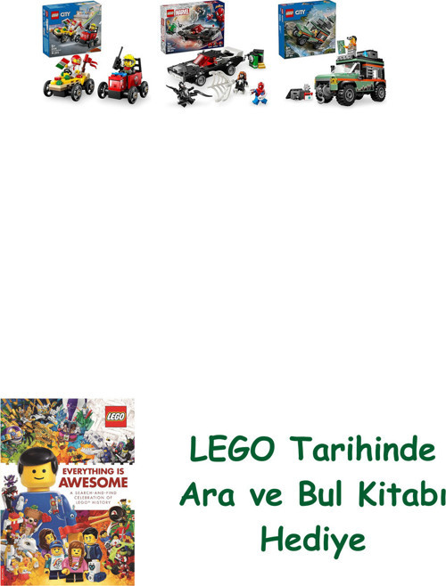 ® Araçlar Seti 251 (60458 + 76309 + 60447) + Ara Ve Bul Kitabı Hediye