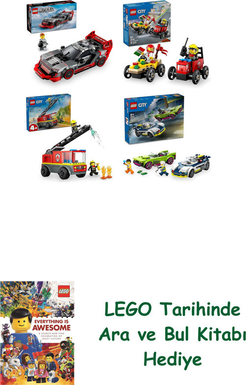® Araçlar Seti 591 (76921 + 60458 + 60463 + 60415) + Ara Ve Bul Kitabı Hediye