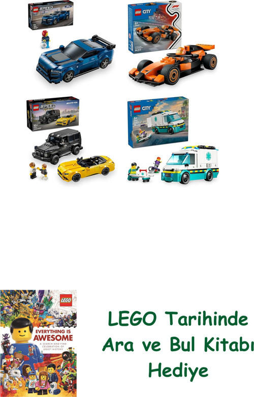 ® Araçlar Seti 595 (76920 + 60442 + 76924 + 60451) + Ara Ve Bul Kitabı Hediye
