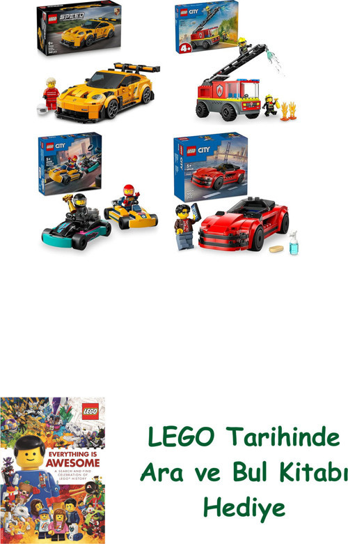 ® Araçlar Seti 576 (77239 + 60463 + 60400 + 60448) + Ara Ve Bul Kitabı Hediye