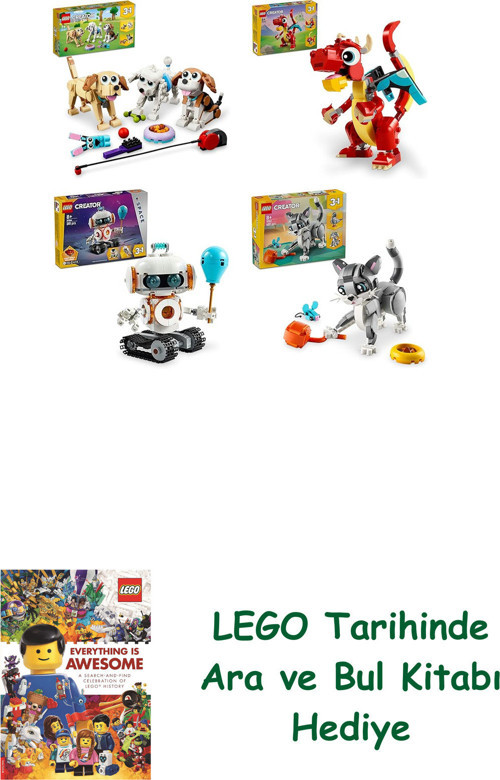 ® Creator Seti 258 (31137 + 31145 + 31164 + 31163) + Ara Ve Bul Kitabı Hediye