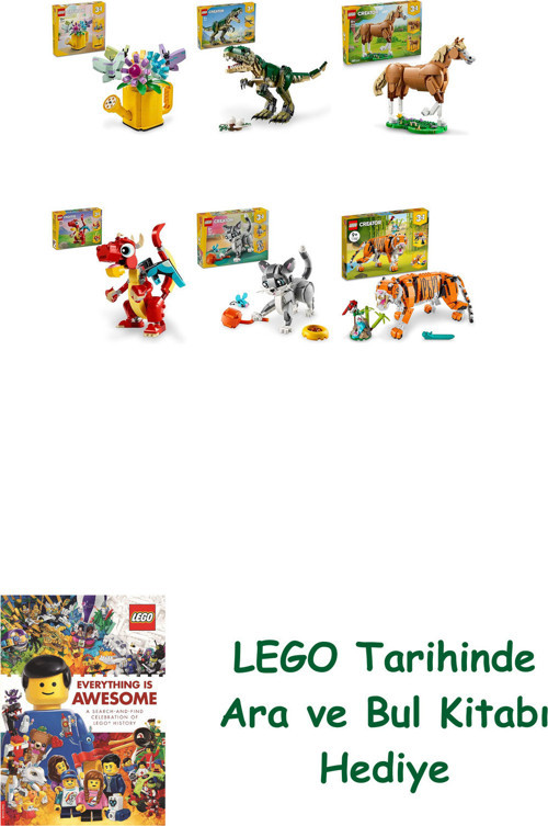 ® Creator Seti 422 (31149 + 31151 + 31166 + 31145 + 31163 + 31129) + Ara Ve Bul Kitabı Hediye