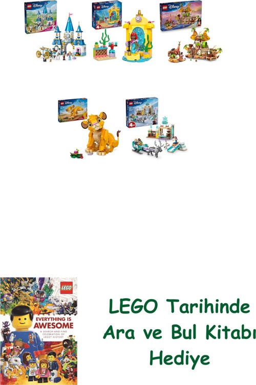 ® Disney Seti 342 (43275 + 43235 + 43258 + 43243 + 43256) + Ara Ve Bul Kitabı Hediye