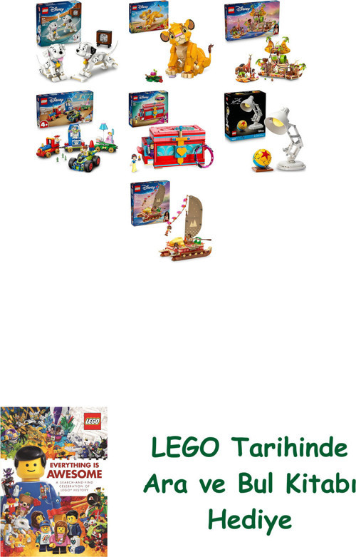® Disney Seti 511 (43271 + 43243 + 43258 + 43264 + 43276 + 21357 + 43270) + Ara Ve Bul Kitabı Hediye