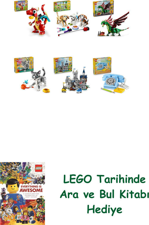 ® Creator Seti 421 (31145 + 31137 + 31161 + 31163 + 31168 + 31174) + Ara Ve Bul Kitabı Hediye