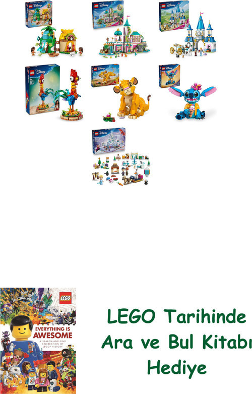 ® Disney Seti 526 (43260 + 43267 + 43275 + 43272 + 43243 + 43249 + 43273) + Ara Ve Bul Kitabı Hediye