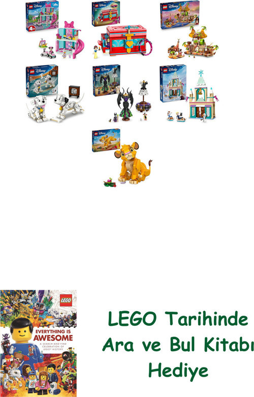 ® Disney Seti 595 (43274 + 43276 + 43258 + 43271 + 43262 + 43265 + 43243) + Ara Ve Bul Kitabı Hediye