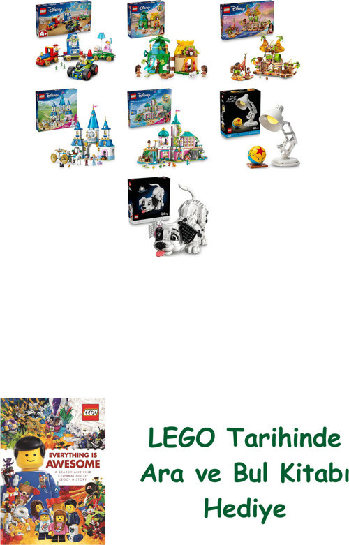 ® Disney Seti 565 (43264 + 43260 + 43258 + 43275 + 43267 + 21357 + 43269) + Ara Ve Bul Kitabı Hediye