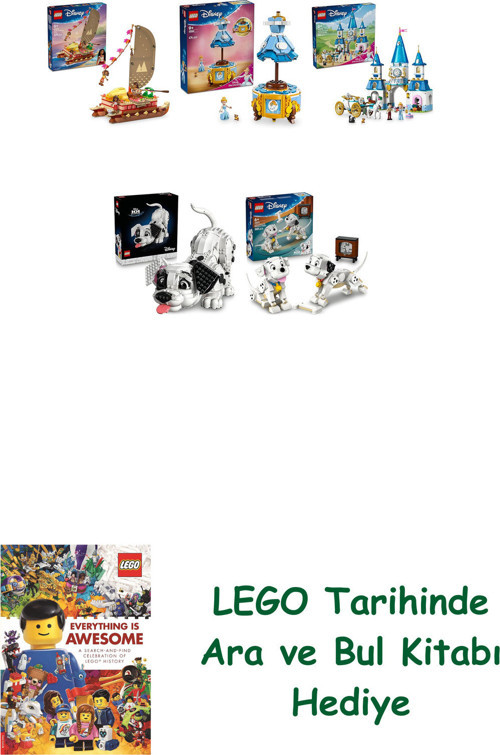 ® Disney Seti 313 (43270 + 43266 + 43275 + 43269 + 43271) + Ara Ve Bul Kitabı Hediye