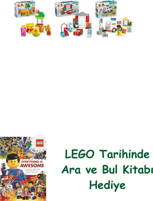 ® Duplo Seti 240 (10457 + 10456 + 10447) + Ara Ve Bul Kitabı Hediye