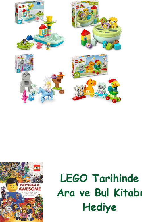 ® Duplo Seti 531 (10989 + 10441 + 10418 + 10412) + Ara Ve Bul Kitabı Hediye