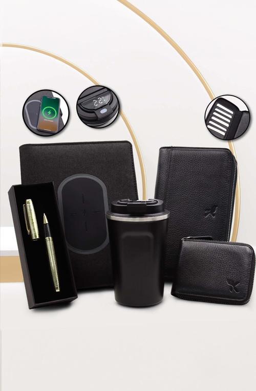 Akıllı Organizer & Roller Kalem & 350Ml Dereceli Termos & Hakiki Deri Cüzdan & Hakiki Deri Kartlık