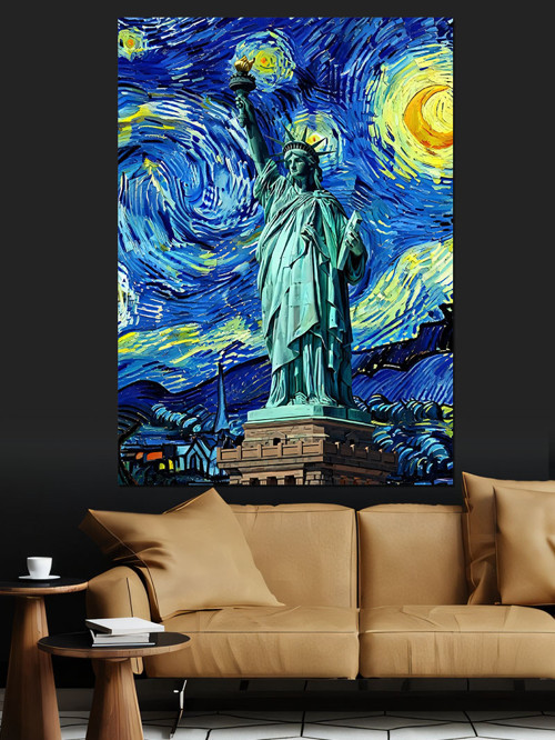Van Gogh Özgürlük Heykeli Dekoratif Kanvas - Mdf Ahşap Tablo