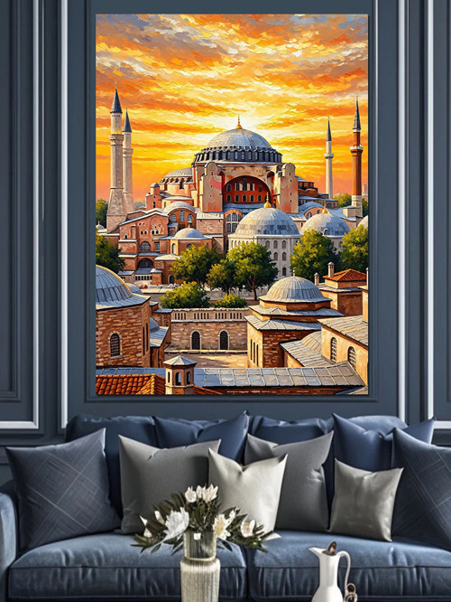 Ayasofya Camii Şehir Manzarası Dekoratif Kanvas - Mdf Ahşap Tablo