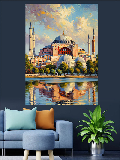 Ayasofya Camii Yansıma Manzarası Dekoratif Kanvas - Mdf Ahşap Tablo