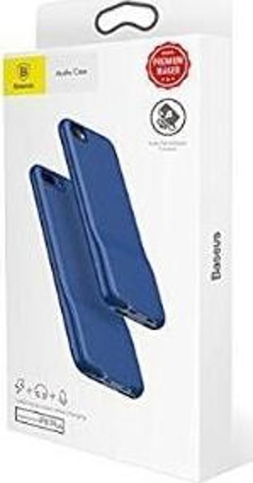 Apple iPhone 7 Plus / iPhone 8 Plus Mavi Şarj ve Kulaklık Girişli Audio Case Kılıf  + Kulaklık Hediyeli
