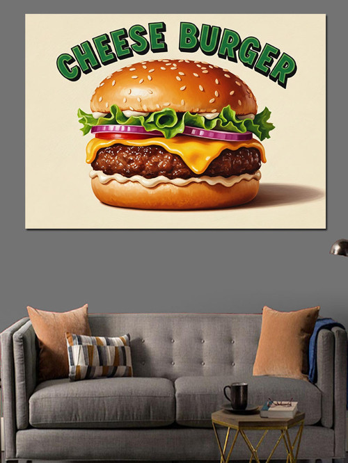 Cheese Burger Görselli Afiş Dekoratif Kanvas - Mdf Ahşap Tablo