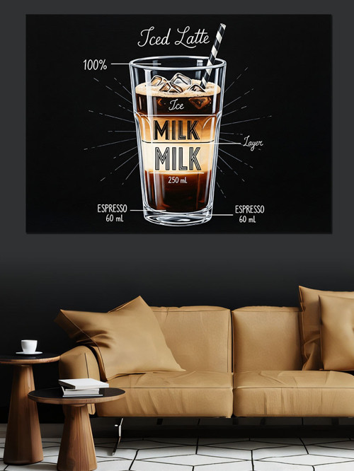 Iced Latte Buzlu İçeceği Reklamı Dekoratif Kanvas - Mdf Ahşap Tablo