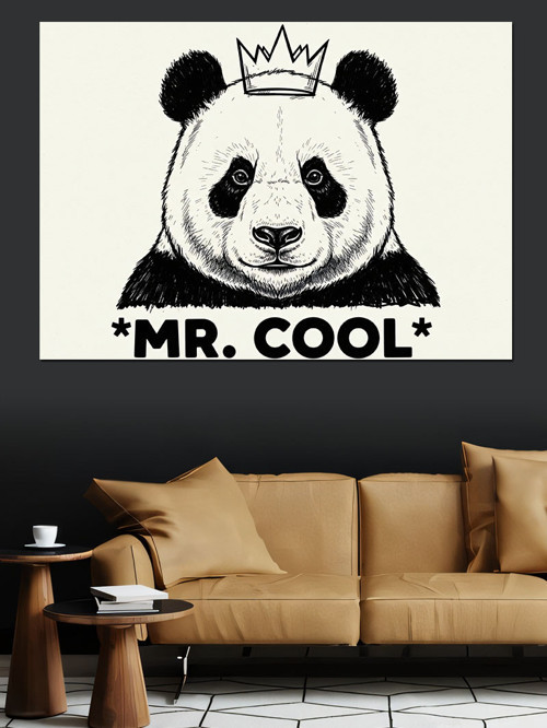 Bıyıklı Mr. Panda Logosu Dekoratif Kanvas - Mdf Ahşap Tablo