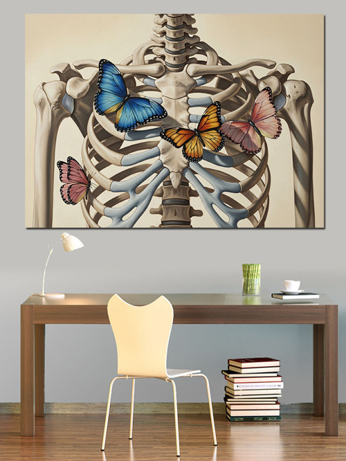 Çiçekli Kaburga Anatomik Sanat Dekoratif Kanvas - Mdf Ahşap Tablo