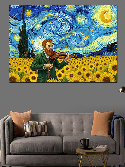 Van Gogh Ayçiçek Tarlası Dekoratif Kanvas - Mdf Ahşap Tablo
