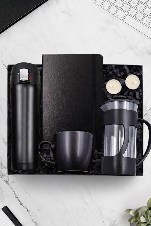 500 Ml Kilitli Çelik Termos Ve French Press Ve Defter Ve Kupa Ve 2 Adet Mum