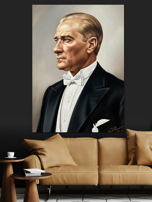 Mustafa Kemal Atatürk Portresi Dekoratif Kanvas - Mdf Ahşap Tablo