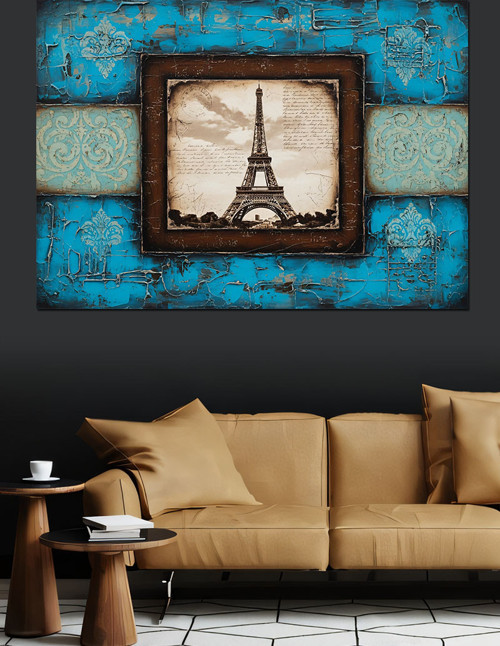Eyfel Kulesi Çerçeveli Resim Dekoratif Kanvas - Mdf Ahşap Tablo