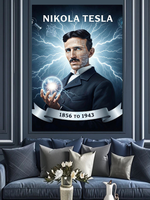 Nikola Tesla Işık Küresi Dekoratif Kanvas - Mdf Ahşap Tablo