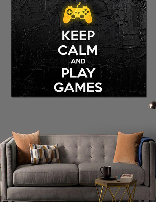 Keep Calm Gamer Yazısı Dekoratif Kanvas - Mdf Ahşap Tablo