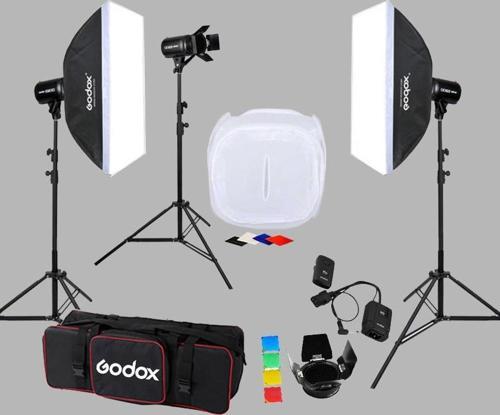 E250 3'lü Paraflaş Set + Çekim Çadırı 60x60 cm
