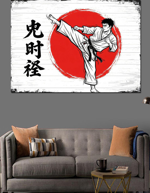 Karate Dövüşçüsü Siyah Kuşak Dekoratif Kanvas - Mdf Ahşap Tablo
