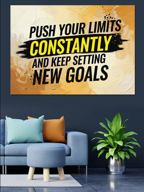 "Push Your Limits" Motivasyon Dekoratif Kanvas - Mdf Ahşap Tablo
