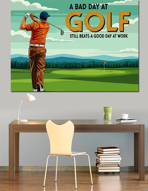 Gün Batımında Golf Oynayan Dekoratif Kanvas - Mdf Ahşap Tablo