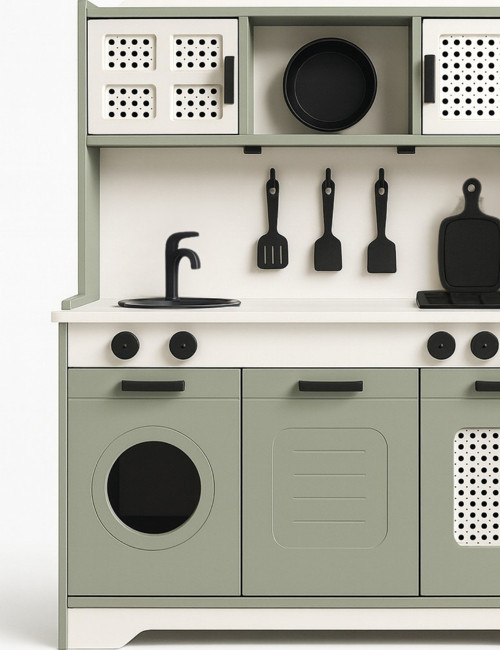 Minik Şeflerin Mutfağı: Ahşap Oyuncak Mutfak Seti(LEDLİ)