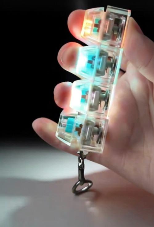 Işıklı Klavye-Stres Giderici Anahtarlık-ŞEFFAF/MAVİ-KIRMIZI-SARI-PEMBE