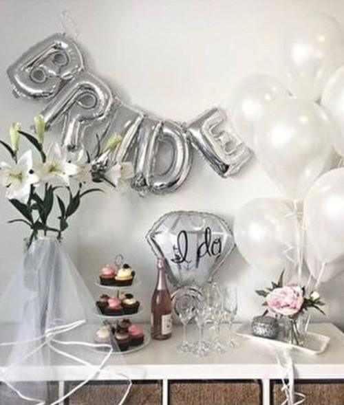 BRİDE GÜMÜŞ FOLYO BALON (16 İNÇ - 36 - 40 CM ) 6 ADET METALİK BEYAZ BALON 2 Lİ SET