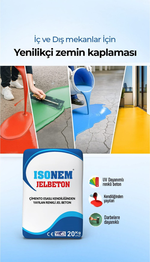 Jel Beton Çimento Esaslı Kendiliğinden Yayılan Renkli JelBeton 20 KG Kraft Torba