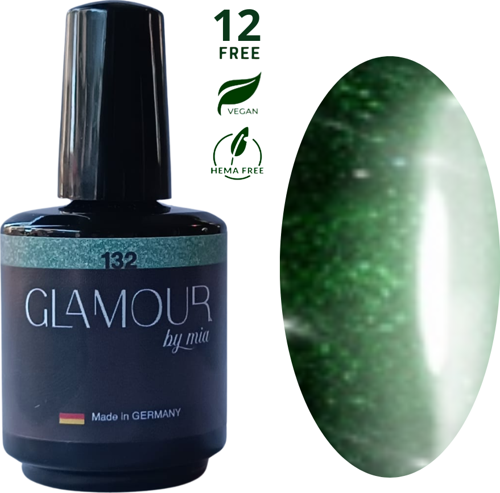 Glamour Simli Yeşil Rengi Kalıcı Oje 132 TPO FREE