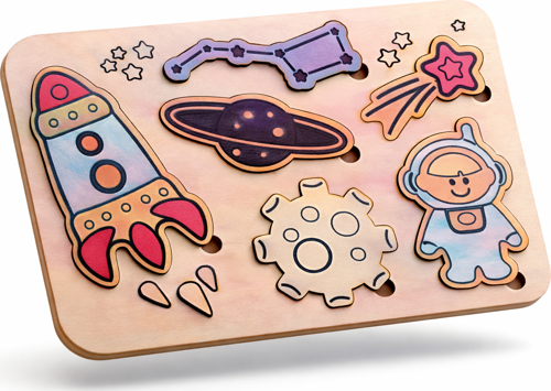 Eğitici Ve Öğretici Ahşap Çocuk Puzzle Montessori Yapboz Bebek Çocuk Oyuncak - Astronot