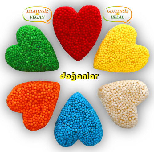 Kaskaslı KALP Jöle ŞEKERLEME JELATİNSİZ -DOĞAL-HELAL-VEGAN -GLUTENSİZ 1000 gr.