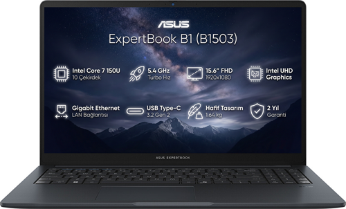 ExpertBook B1 Intel Core 7 150U 16GB 512GB SSD 15.6" W11P Notebook B1503CVA-C78G512B4D 016