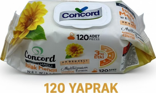 Concord Islak Mendil 120 Adet - Alkol içermez - pH Dengeli - Akdeniz Esintisi