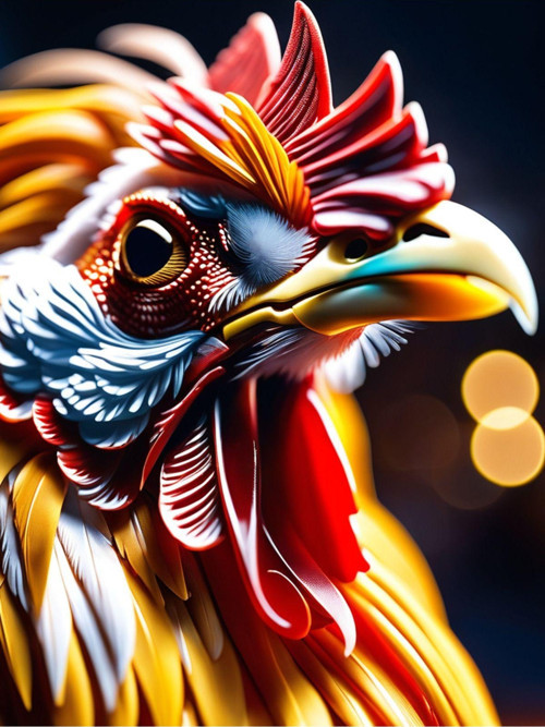 Renkli Baskılı Sayılarla Boyama Hobi Seti (Çerçeveli-Büyük Boy) 95X125 Cm: Renkli Tavuk